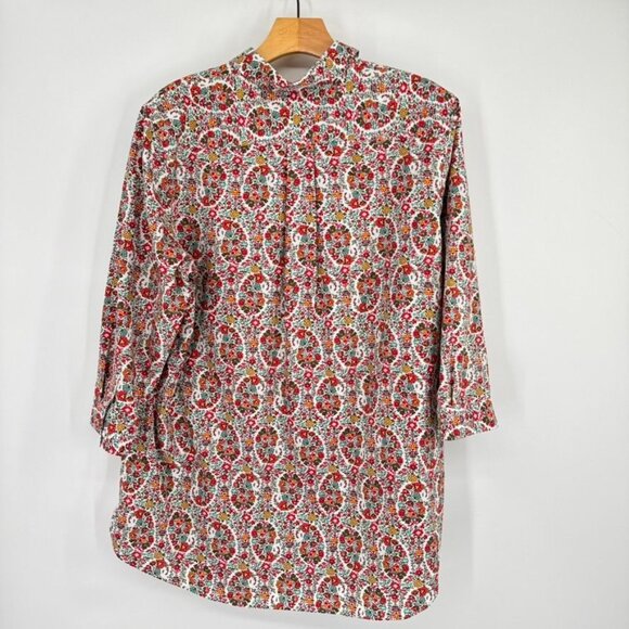 Lands End Womens Floral Print 3/4 Sleeve Shirt top tunic Size 16 100% Cotton - Picture 10 of 11